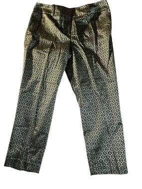 Ann Taylor Black and White Geometric Cropped Dress Pants